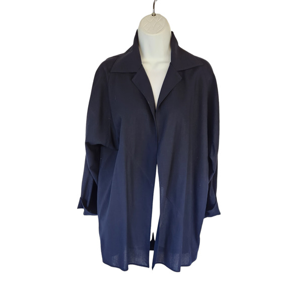 Shamask Navy Open Front Wool Jacket 1 - Picture 1 of 6